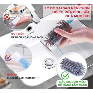 Bộ Cọ Rửa Bình Sữa Cho Bé Chất Liệu Silicon An Toàn, Tiện Lợi, Nhỏ Gọn Dễ Mang Theo