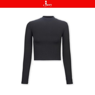 Áo thun tăm len dài tay JASEY, áo dáng ôm croptop chất coton mịn dày dặn chuẩn size mã 3162