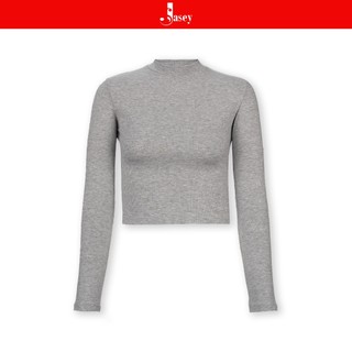 Áo thun tăm len dài tay JASEY, áo dáng ôm croptop chất coton mịn dày dặn chuẩn size mã 3162