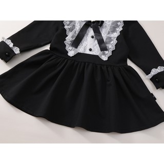 Váy Tiểu Thư Cho Bé Gái, Váy Bé Gái Thiết Phối Ren Thanh Lịch Tặng Kèm Nơ Chất Liệu Cotton Mềm Mịn