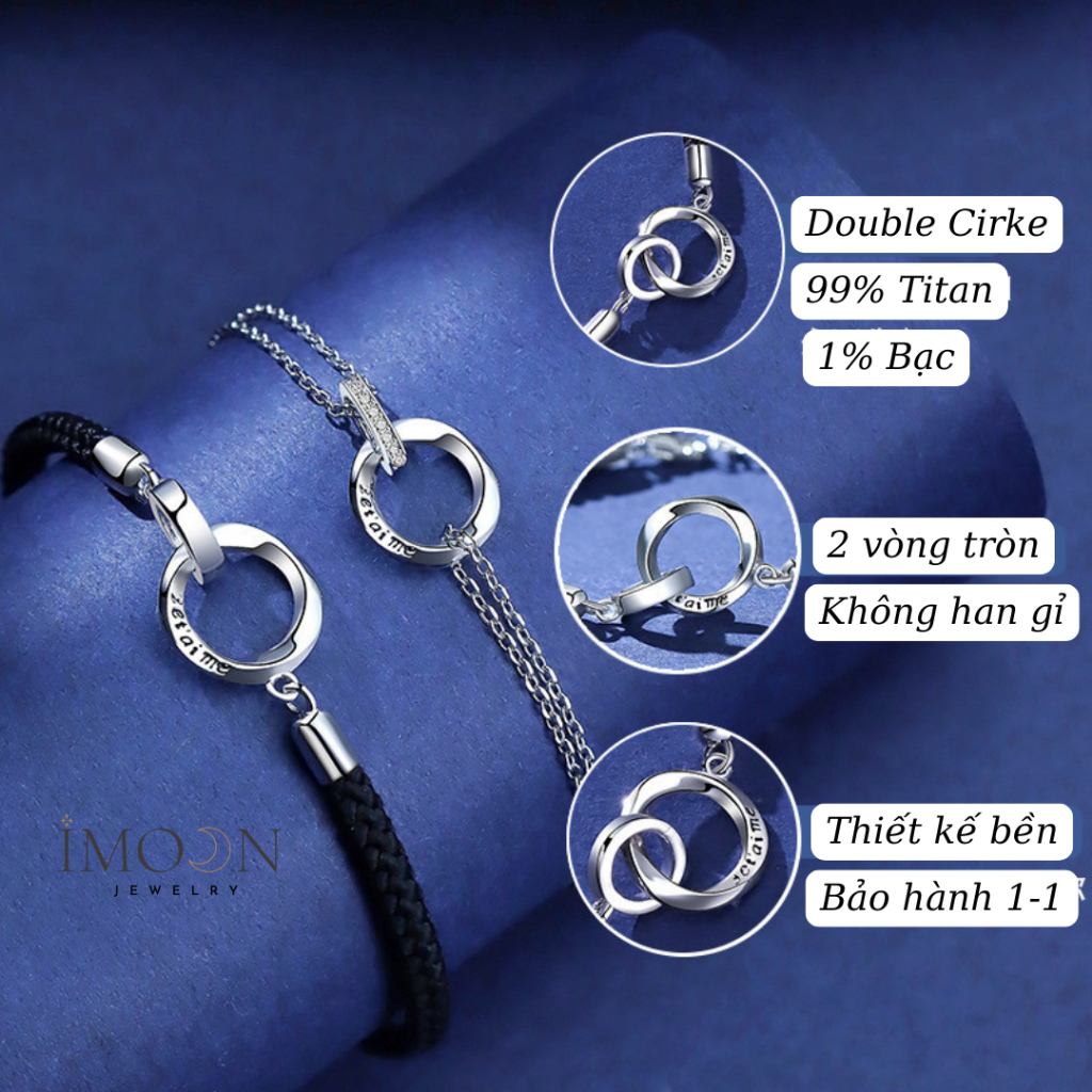 ( HỢP KIM BẠC) Lắc tay đôi tình yêu Double Cirke, vòng tay đôi nam nữ Bạc 925 không han gỉ IMOON065