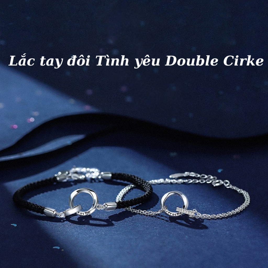 ( HỢP KIM BẠC) Lắc tay đôi tình yêu Double Cirke, vòng tay đôi nam nữ Bạc 925 không han gỉ IMOON065