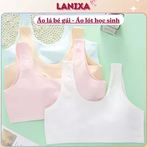 COMBO 2 Áo lót lá bé gái dậy thì không đệm mút chất cotton thoáng khí thấm hút mồ hôi LANIXA B508