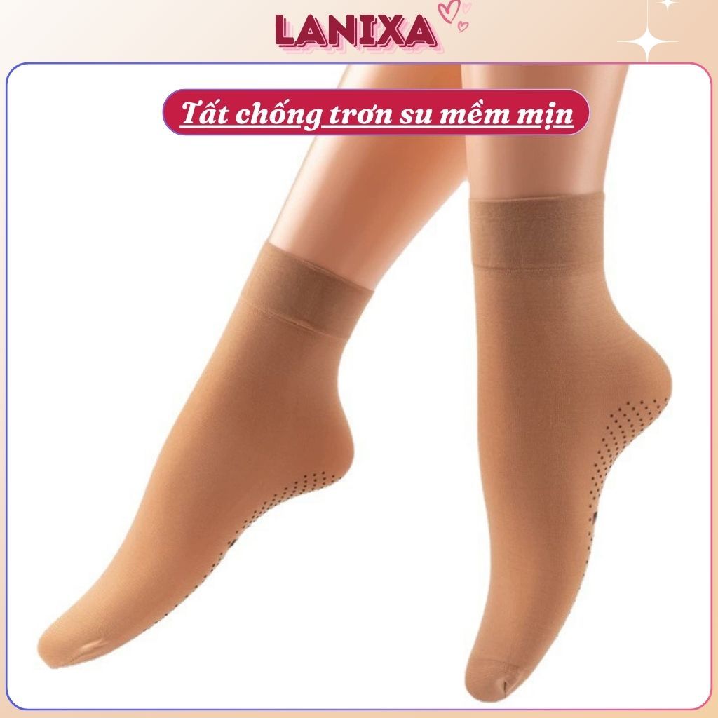 Tất nữ cao cổ chống trơn trượt, Vớ nữ mỏng mềm mại thông thoáng thật chân LANIXA T5659