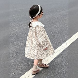 Váy Cho Bé Gái, Váy Dài Tay Hoa Nhí Dáng Suông Baby Dễ Thương Chất Liệu Cotton Mềm Mại