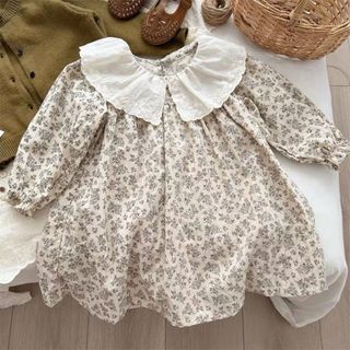 Váy Cho Bé Gái, Váy Dài Tay Hoa Nhí Dáng Suông Baby Dễ Thương Chất Liệu Cotton Mềm Mại