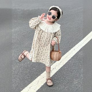 Váy Cho Bé Gái, Váy Dài Tay Hoa Nhí Dáng Suông Baby Dễ Thương Chất Liệu Cotton Mềm Mại