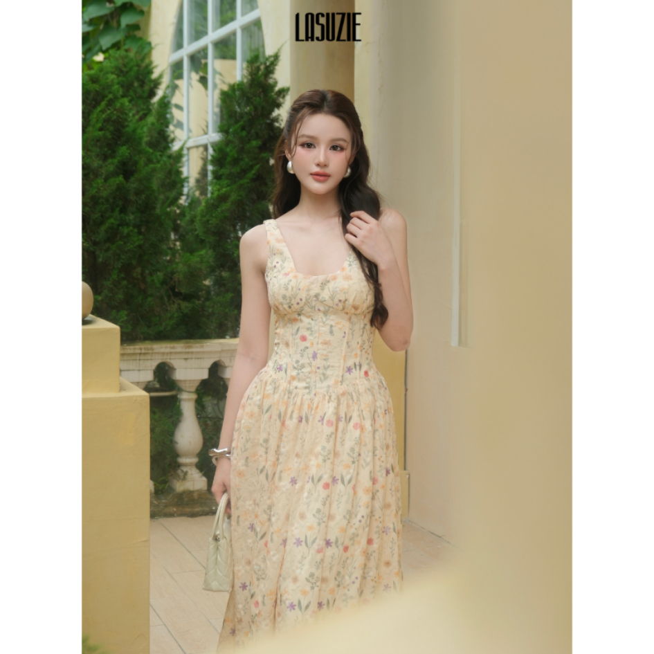 FLORA DRESS - Đầm hoa form corset có đệm ngực & nẹp định hình eo by Lasuzie Design