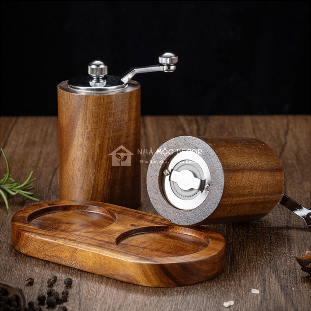 Dụng Cụ Xay Hạt Tiêu, Hạt Thơm Chất Liệu Bằng Gỗ Kết Hợp Kim Loại Sang Trọng Tiện Lợi