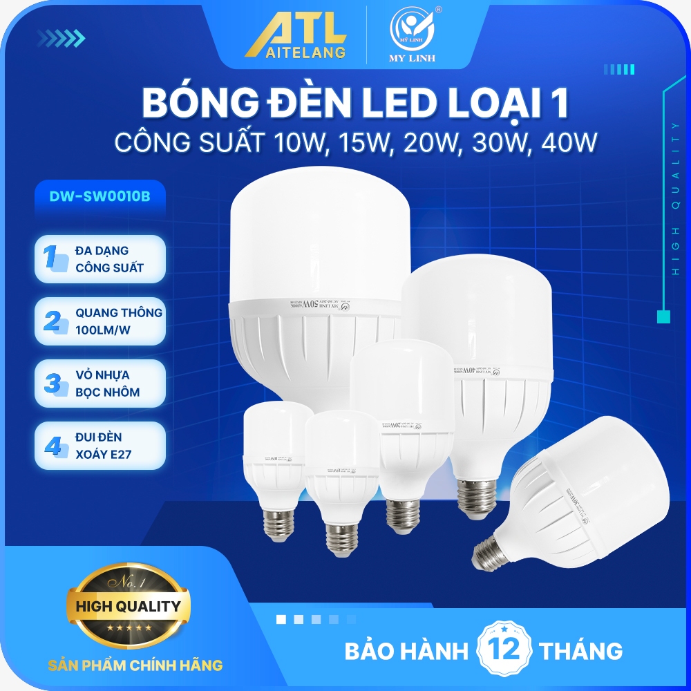 Bóng đèn LED trụ Mỹ Linh TT0001- 10W- 40W loại bóng đơn dùng trong nhà hoạt động bằng điện 220V L1