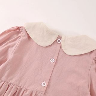 Váy Cho Bé Gái, Váy Hồng Cho Bé Gái Cổ Bẻ Dễ Thương Họa Tiết Thỏ Thêu Dễ Thương Chất Liệu Cotton