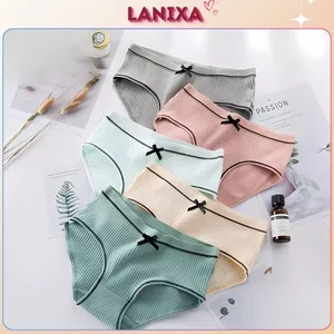 Quần lót nữ gân tăm kháng khuẩn khử mùi, quần chíp nữ đính nơ sexy quyến rũ LANIXA L803