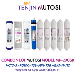 Combo 9 Lõi Lọc Nước Mutosi Gồm 1-CTO- 3, Màng RO100GPD Và 5 Lõi Chức Năng Dùng Cho Máy Lọc Nước Model Mutosi MP-290SK