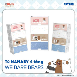 [BST We Bare Bears] Tủ nhựa Nanaby 4 5 Ngăn, DUY TÂN, Nhựa PP, Cửa Trượt Ẩn, Họa Tiết Gấu Dễ Thương