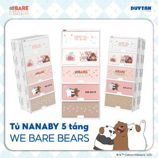 [BST We Bare Bears] Tủ nhựa Nanaby 4 5 Ngăn, DUY TÂN, Nhựa PP, Cửa Trượt Ẩn, Họa Tiết Gấu Dễ Thương