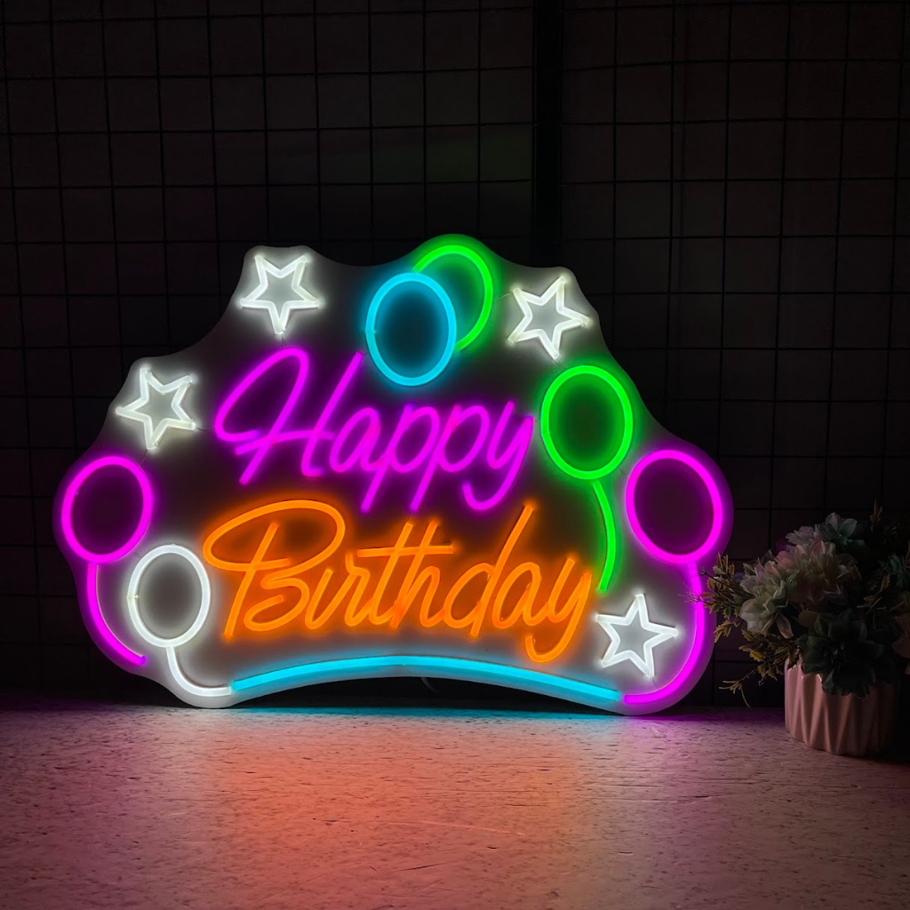 Đèn Trang Trí Led Neon Sign HAPPY BIRTHDAY-Mẫu Để Bàn KT 60 cm
