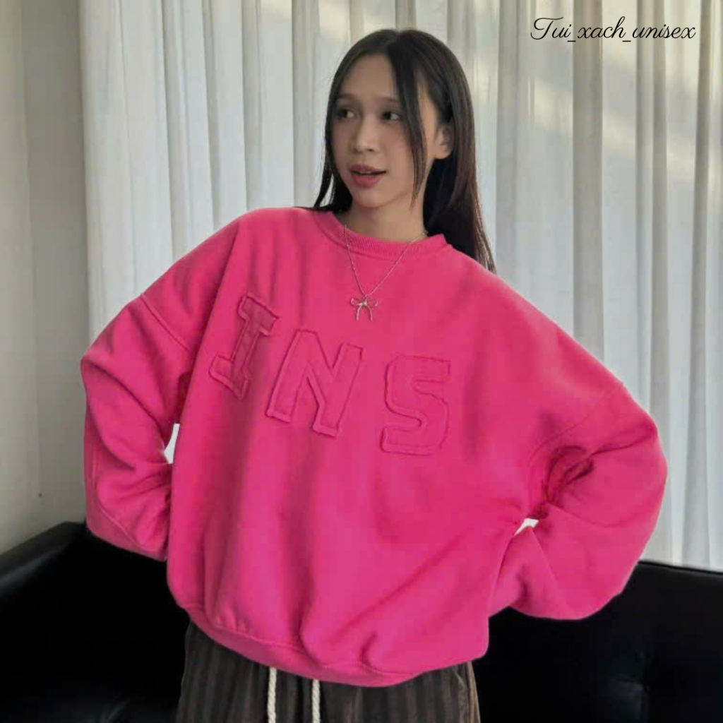 Áo Sweater Unisex BOXY INS Chất Nỉ Bông Dày Dặn Thêu Đắp Vải Form Rộng Nam Nữ Đủ Màu- UNISEX SSL