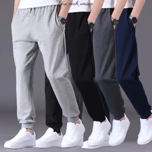 QUẦN Nỉ Bông Ngoại Basic Unisex LOẠI jogger bo ống nam nữ MÀU ĐEN XÁM TRƠN SSL