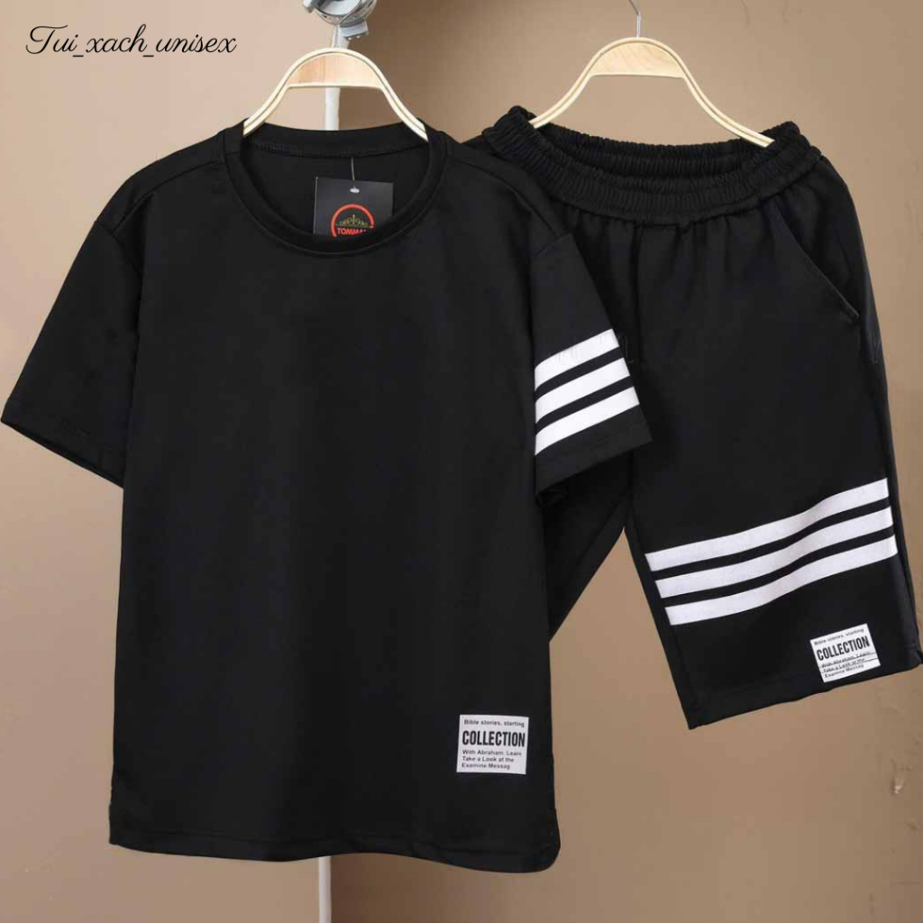 Bộ nam thể thao mè phối viền, sét quần áo MẶC NHÀ nam VẢI THUN FROM RỘNG BIG SIZE L1