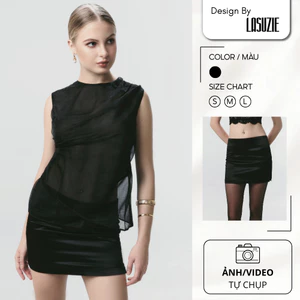 Chân Váy Lụa Dáng Ngắn Mini Skirt Màu Đen Cạp Trễ Ôm Body Tôn Dáng, Váy Ngắn Nữ Thời Trang Cá Tính, Chân Váy Mini Đen Ca