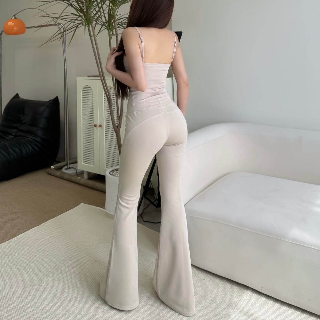 SET TANKTOP DONUT 2 DÂY THUN POLY & QUẦN DÀI ỐNG LOE POLY PHỐI GÂN FFCLUB MIX