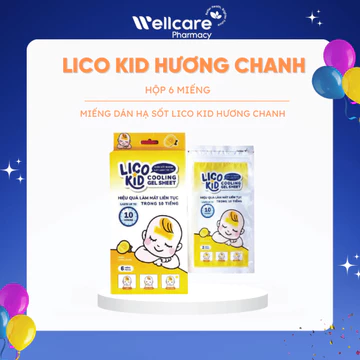 [CHÍNH HÃNG] Miếng Dán Hạ Sốt Lico Kid Chanh Mát, Giúp Làm Dịu Nhanh Cơn Sốt - 6 Miếng