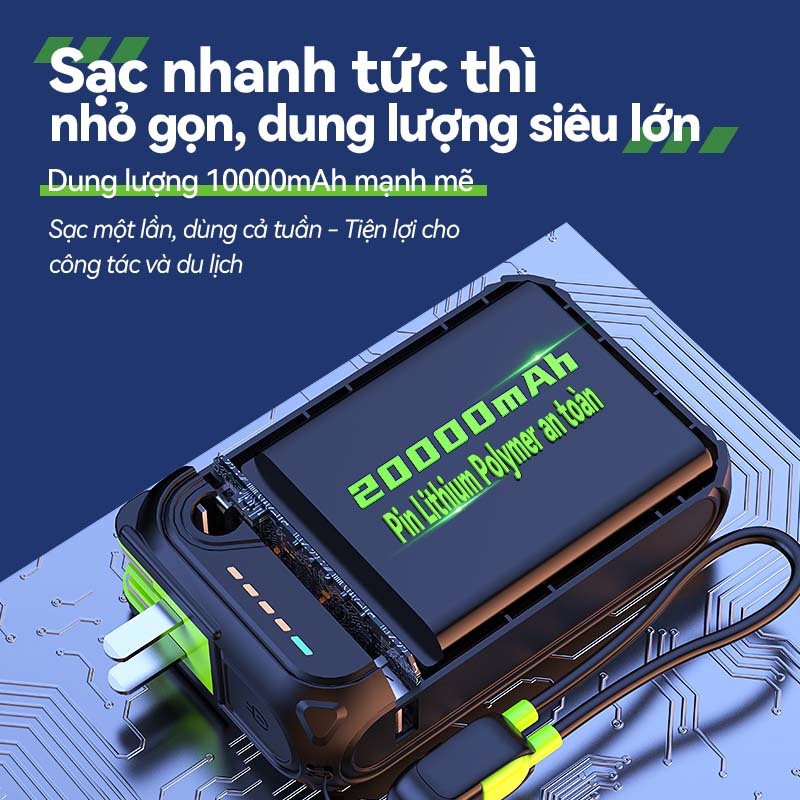 Sạc Dự Phòng Chính Hãng, Hỗ Trợ Sạc Không Dây,Củ Sạc có chứng nhận CCC,BH 12 Tháng