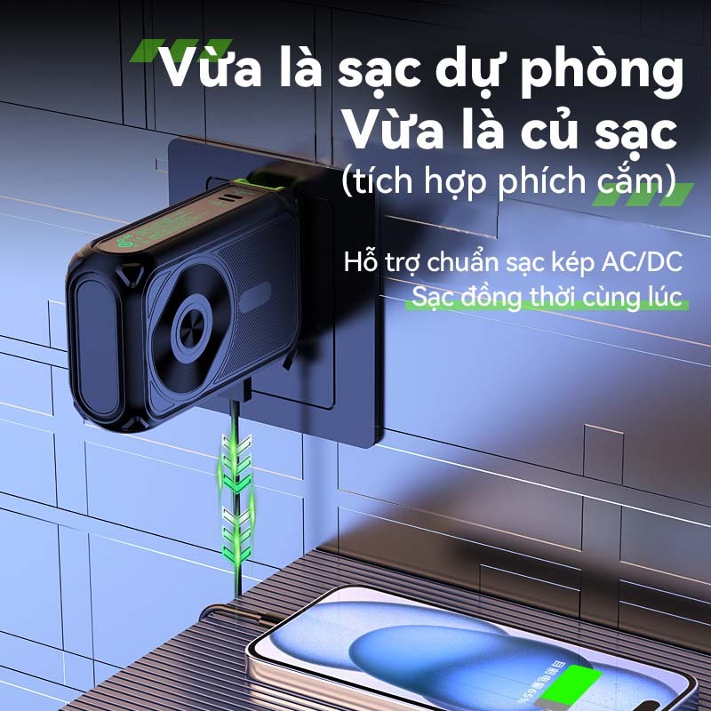 Sạc Dự Phòng Chính Hãng, Hỗ Trợ Sạc Không Dây,Củ Sạc có chứng nhận CCC,BH 12 Tháng