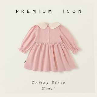 Váy Cho Bé Gái, Váy Dài Tay Cho Gái Thiết Kế Tiểu Thư Thêu Hình Gấu Dễ Thương Chất Liệu 100% Cotton