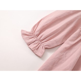 Váy Cho Bé Gái, Váy Dài Tay Cho Gái Thiết Kế Tiểu Thư Thêu Hình Gấu Dễ Thương Chất Liệu 100% Cotton