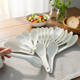 Bộ 10c Muỗng sứ, Thìa Sứ trắng cao cấp, đơn giản mà sang trọng