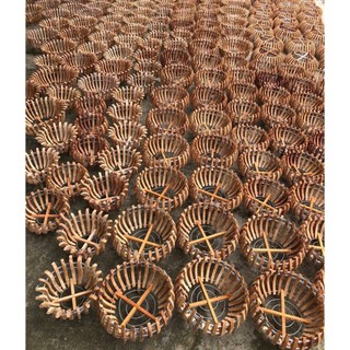 COMBO 4 Chậu Gỗ Nhãn Tăng Thêm 4 Nan. Tặng Móc Treo 1M, Lưới Lót, Phân Dê, Dây Rút. Từ F20 25 30 35 40, 2 Mẫu Sen Và Bí