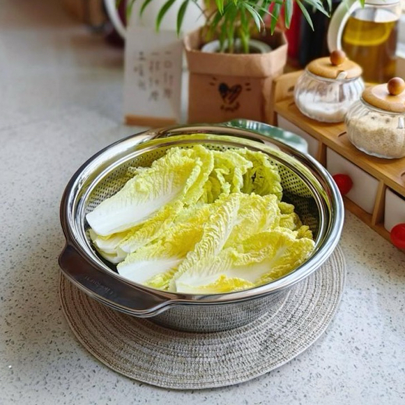 Rổ Chậu KINSGEM by Chockmen Inox Cao Cấp Dày Dặn Rổ Rửa Rau Rửa Hoa Củ Quả Có Tay Cầm Lỗ Thoát Nước
