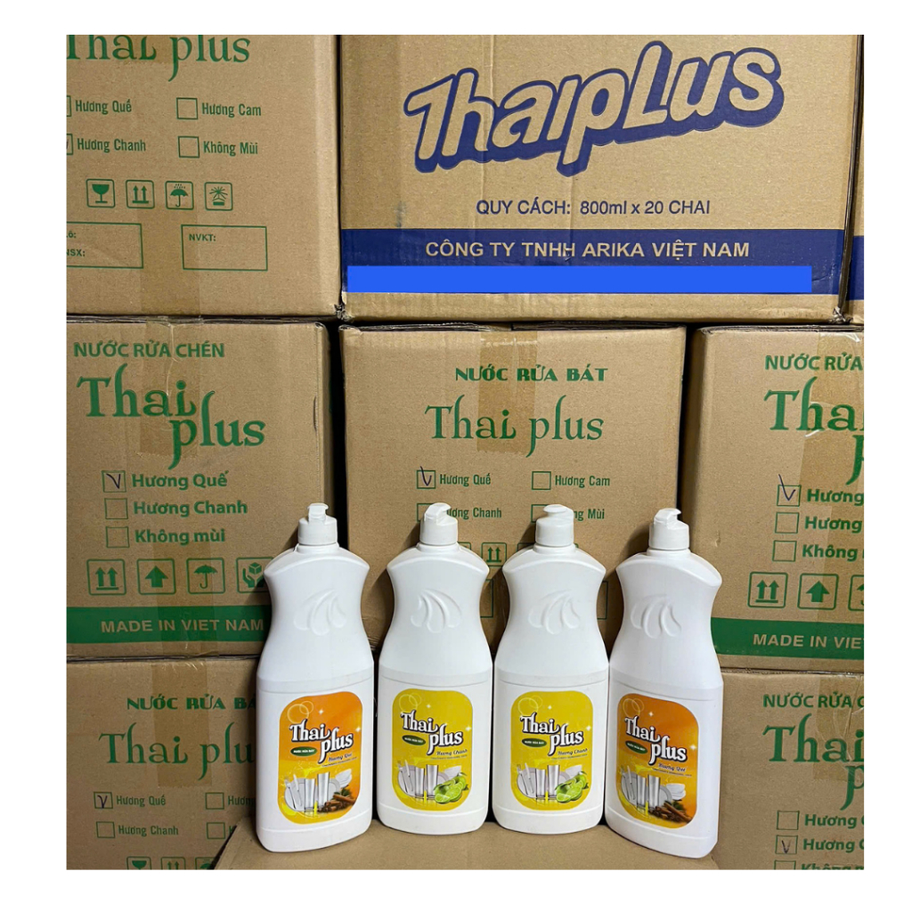 Nước Rửa Bát Thai Plus Chai 800ml , Đậm Đặc, Hương Chanh, Sạch Dầu Mỡ , Hàng Loại 1