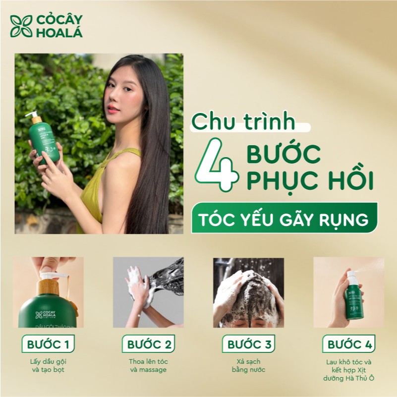 [BÁN CHẠY] Dầu Gội Thảo Dược Cỏ Cây Hoa Lá Hà Thủ Ô 2in1 420g Tặng Kèm Túi Vải