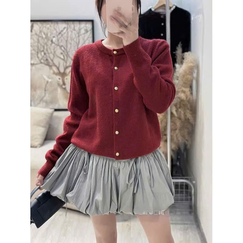 Áo cardigan len lông thỏ mác EGG cúc đồng basic dày dặn hàng QC