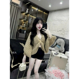 LT - Áo len nữ thừng xoắn ngực dài tay cánh dơi style vintaget free size 1294