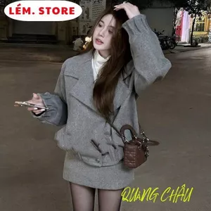 Set 3 Món Áo Khoác Cổ Bẻ Phồng Cvay Dạ Ép Mix Áo Thun, Set Áo Dạ Tweed Phối Chân Váy A Cá Tính Hàng Hot 2025
