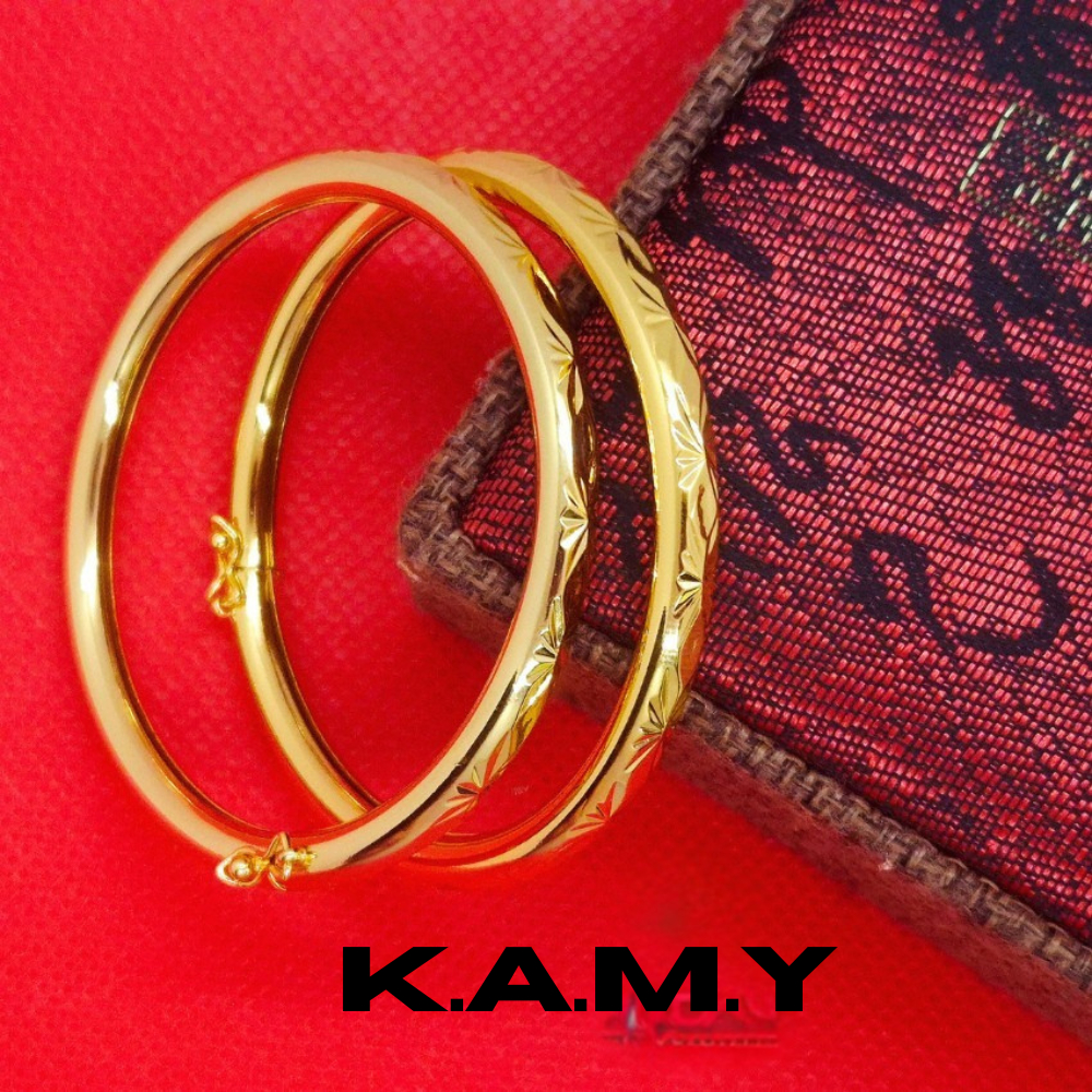 Vòng Tay Bọng Khắc Khía Hoa Tuyết Mạ Vàng 24K Bền Màu Sang Trọng - Phụ Kiện Nữ Cao Cấp