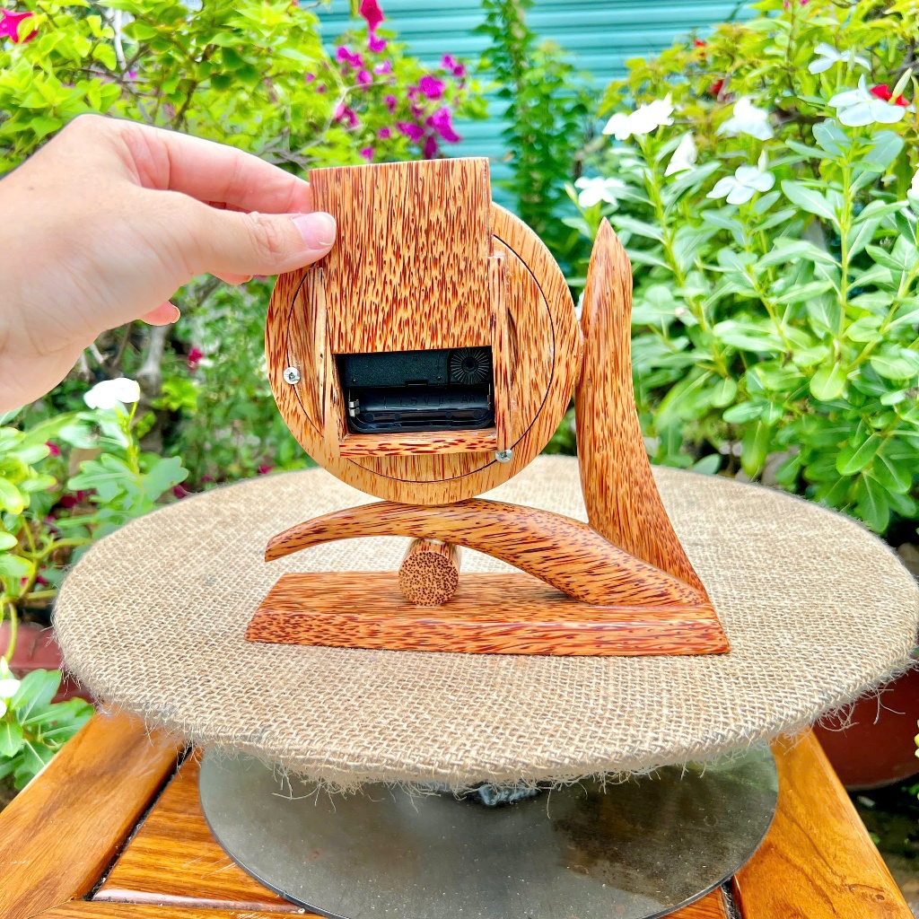 [ TẶNG KÈM PIN ] Đồng Hồ Gỗ Dừa Để Bàn Thiết Kế Nhánh Cây Sáng Tạo, Trang Trí Phòng Làm Việc, Quà Tặng Sang Trọng