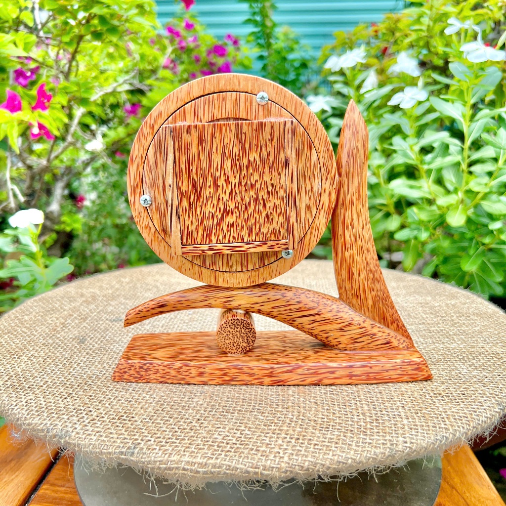 [ TẶNG KÈM PIN ] Đồng Hồ Gỗ Dừa Để Bàn Thiết Kế Nhánh Cây Sáng Tạo, Trang Trí Phòng Làm Việc, Quà Tặng Sang Trọng