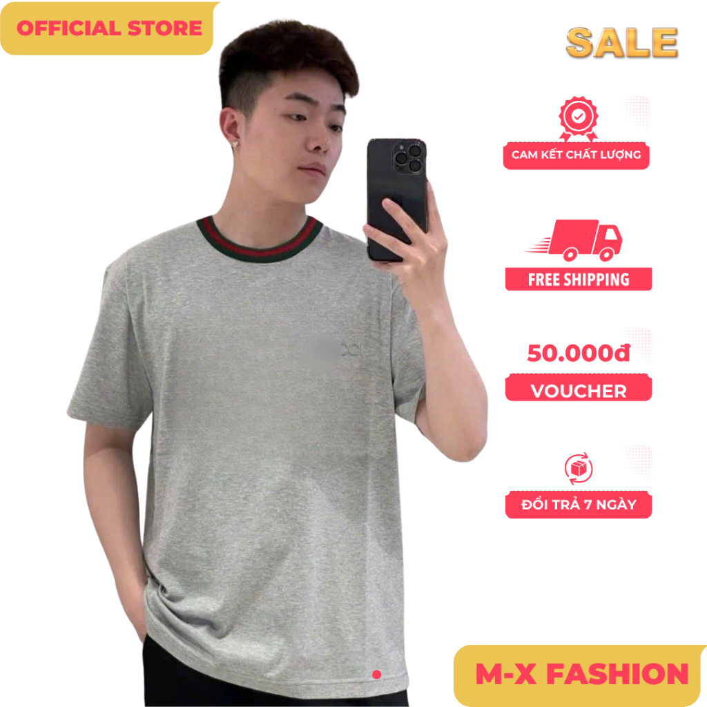 ÁO thun nam cổ tròn họa tiết thêu tay ngắn phong cách trẻ trung chuẩn from