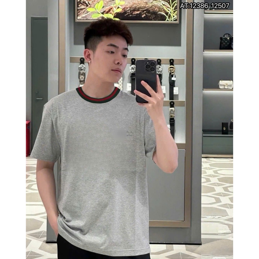 ÁO thun nam cổ tròn họa tiết thêu tay ngắn phong cách trẻ trung chuẩn from