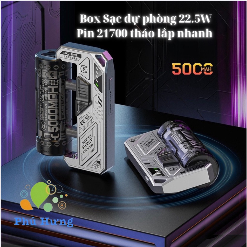 Pin dự phòng Box sạc dự phòng YYS-02 22.5W Pin 21700 tháo lắp nhanh | Shopee