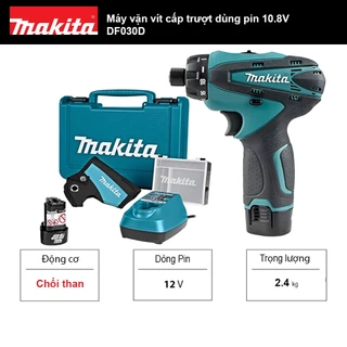 Máy vặn vít cấp trượt dùng pin 10.8V Makita DF030D - Chính hãng (Model DF030DZ, DF030DWE)