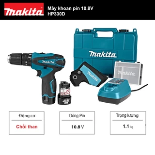 Máy khoan búa vặn vít dùng pin 10.8V Makita HP330D - Chính hãng (Mã HP330DZ, HP330DWE)
