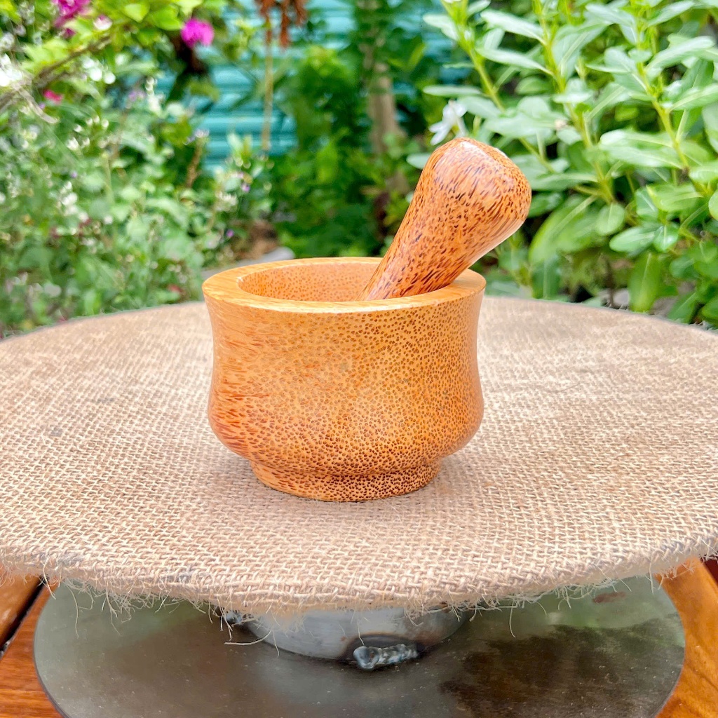 Bộ Chày và Cối Gỗ Mini Gỗ Dừa, Bộ Chày Cối Mini Đâm Tỏi Ớt Tiêu Bộ Cối Chày Nhỏ Xíu, Dùng Tại Văn Phòng Nhỏ Gọn Tiện Lợi
