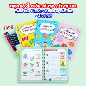 Sách - Combo Bộ 3 Quyển Luyện Viết Thần Kỳ Tự Xóa Chữ Đẹp - Số Đẹp - Nét Cơ Bản Phiên Bản Chuẩn Tiếng Việt Và Ngòi