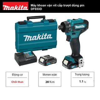 Máy khoan vặn vít cấp trượt dùng pin Makita DF033D | Chính hãng - (Model DF033DZ | DF033DSYE)