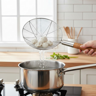 VỢT VÒNG INOX XỊN CÁN TRE - PHÂN LOẠI TO CHO NHÀ HÀNG, QUÁN ĂN, BẾP CÔNG NGHIỆP